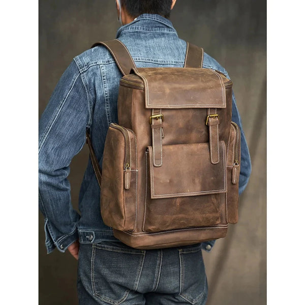 Sac à dos ordinateur en cuir véritable