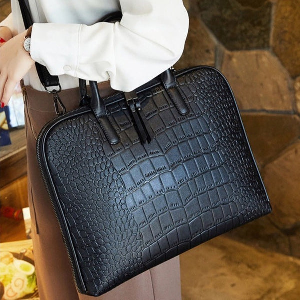 Grand Sac Tote Femme élégant Avec Compartiment Ordinateur 14" - Idéal Travail, Voyage, Shopping - Toile Résistante, Bandoulière Réglable - 4