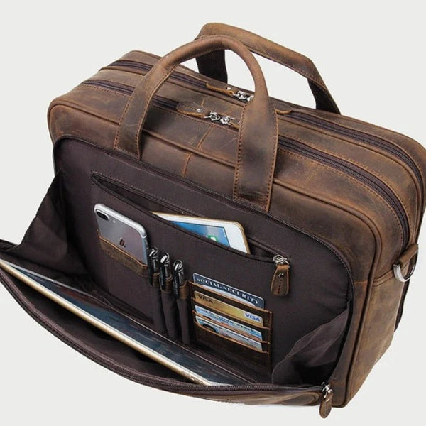 sacoche pour ordinateur en cuir veritable pour homme